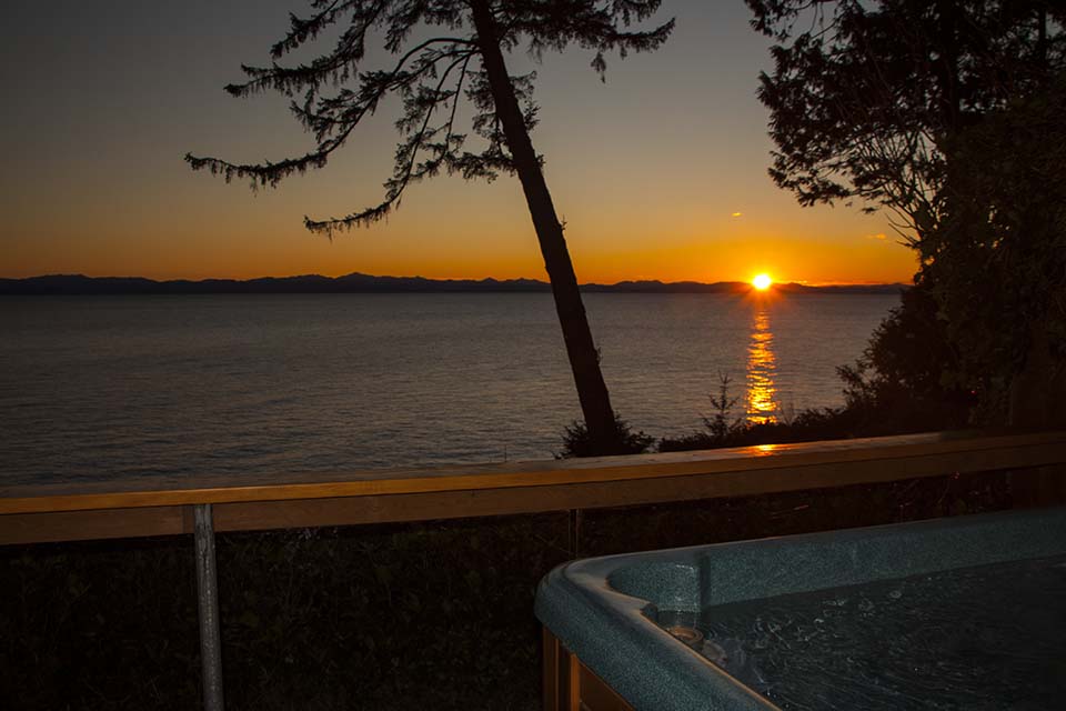 Privater Whirlpool Cottage 4 - Sonnenuntergang im Februar